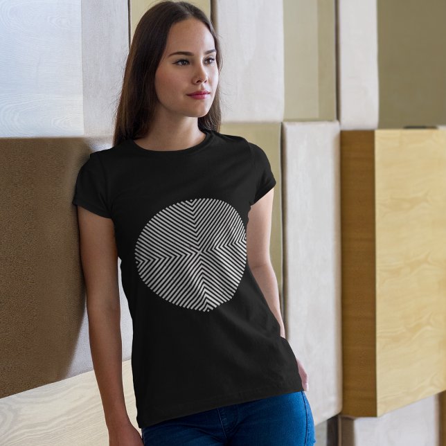Lines Circle T-Shirt (Young lady posing at workplace)