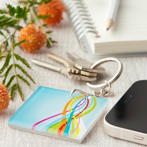 Lines of Rainbow Colours Keychain