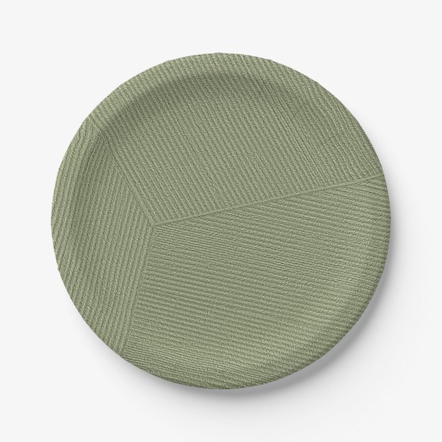 Lines Olive Green Paper Plates (Front)