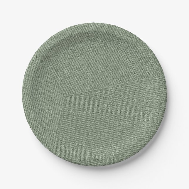 Lines Sage Green Paper Plates (Front)