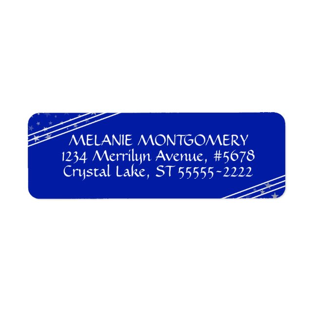 Lines & Stars | Editable Royal Blue Label (Front)