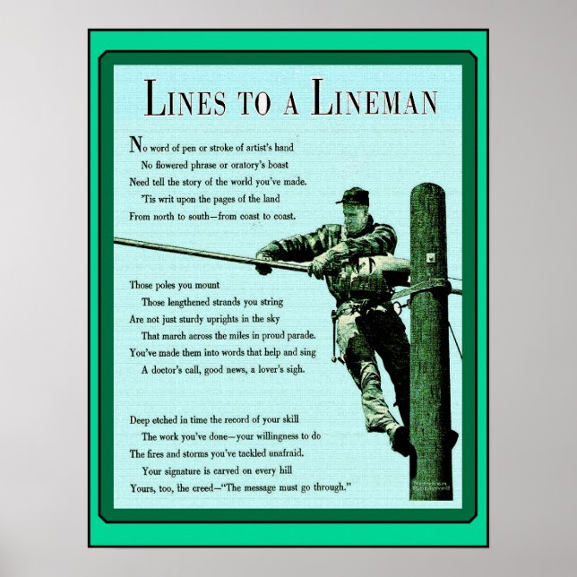 Lines to a Lineman Vintage Ma Bell Poster (Front)