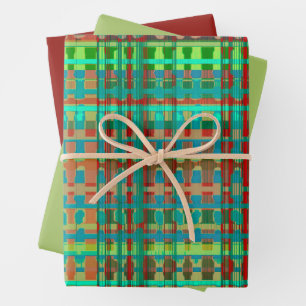 Lines-Trendy blue burnt brown tribal light Wrapping Paper Sheets