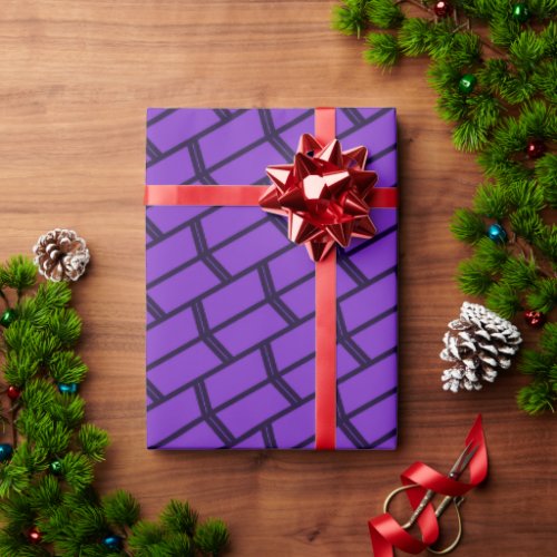 Lines Violet Black Minimal Pattern Wrapping Paper
