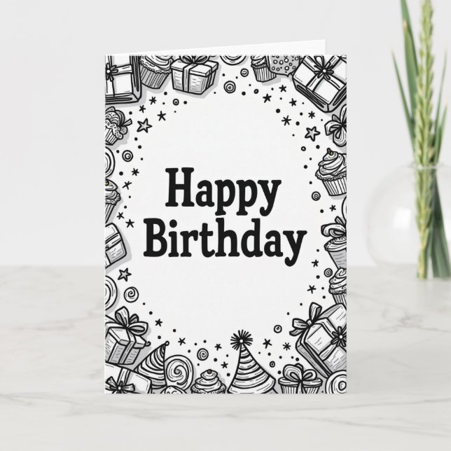 Linework Birthday Card (Front)