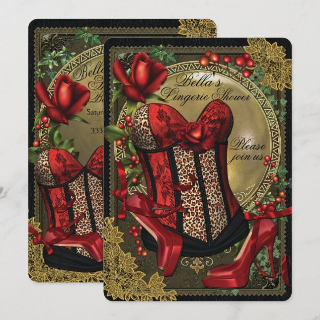 Lingerie and Bachelorette Party Shower Invitations (Front/Back)