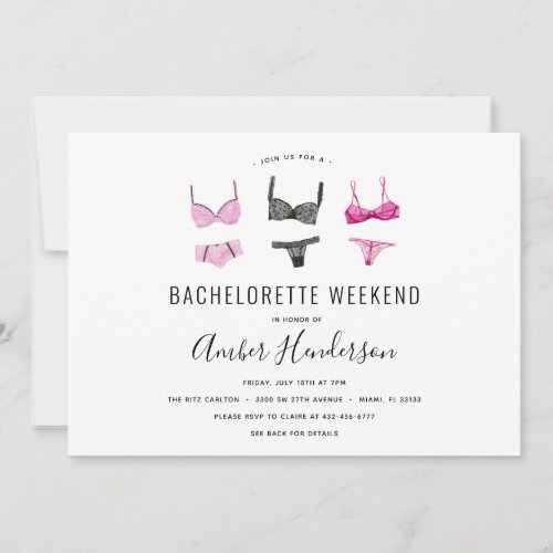 Lingerie Bachelorette Itinerary Invitation