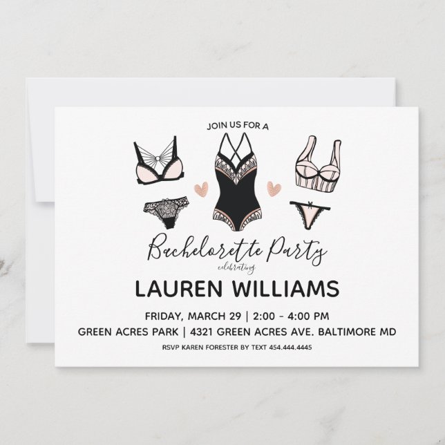 Lingerie Bachelorette Party Invitation (Front)