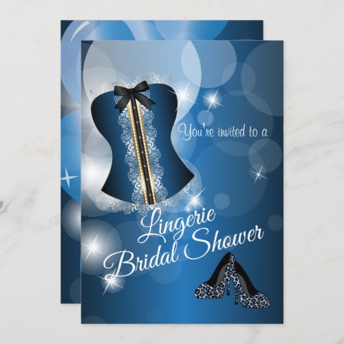 Lingerie Blue Bridal Shower Party Invitation