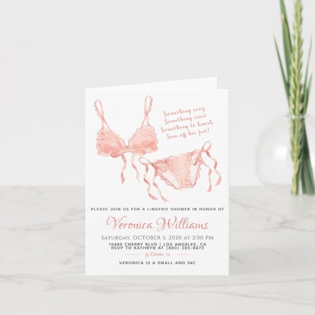 Lingerie Blush Bridal Invitation (Front)