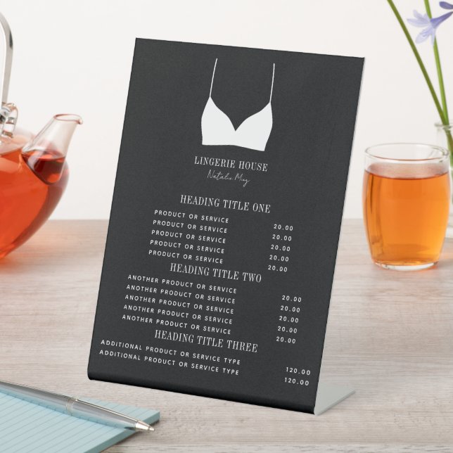 Lingerie Boutique Logo Pricing & Services  Pedestal Sign (In SItu)