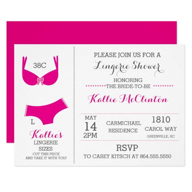 Lingerie Bridal Shower Bachelorette Invitations