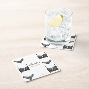 Lingerie Bridal Shower Bachelorette Panty  Pattern Square Paper Coaster