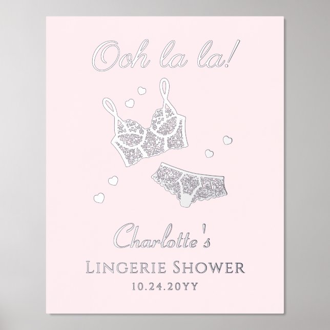 Lingerie Bridal Shower Bachelorette Party Welcome Foil Prints (Front)