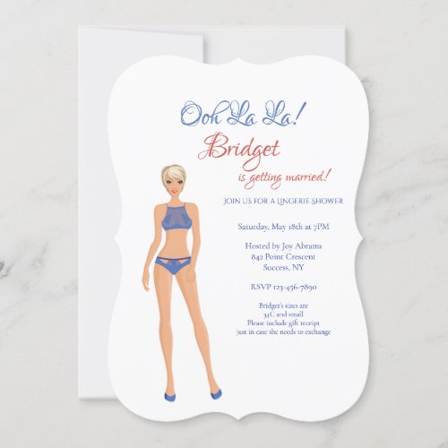 Lingerie Bridal Shower Blue Invitation