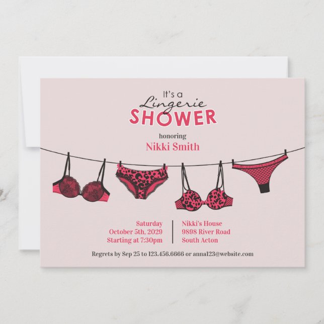Lingerie Bridal Shower Flat Invitation (Front)