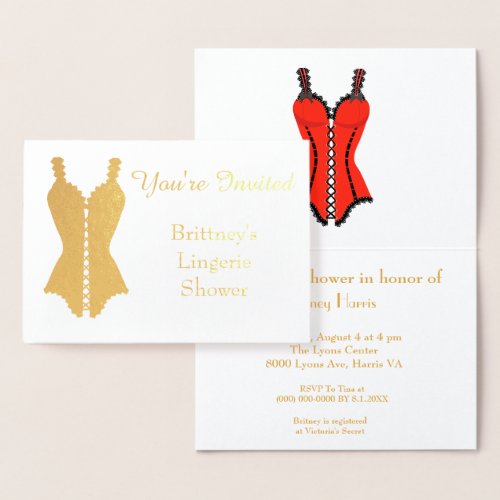 Lingerie Bridal Shower Foil Card