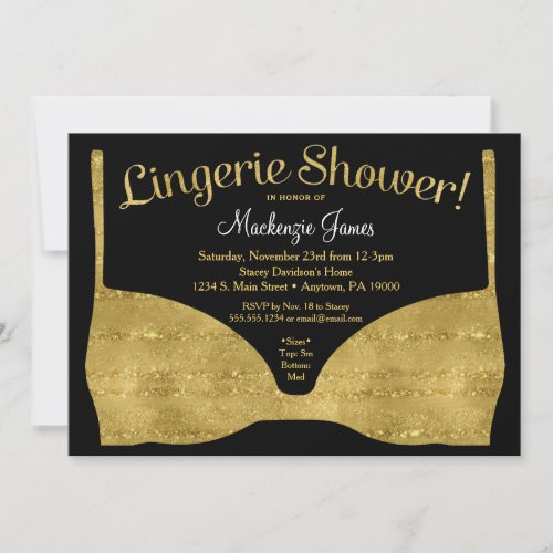 Lingerie Bridal Shower Invitation Gold Glam