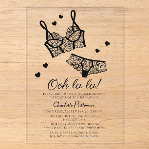 Lingerie Bridal Shower Panty Bachelorette Party Acrylic Invitations