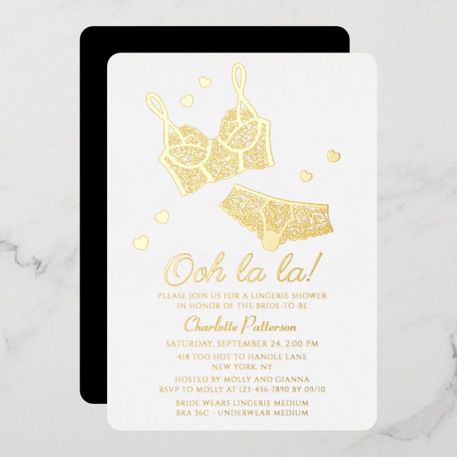 Lingerie Bridal Shower Panty Bachelorette Party Foil Invitation (Front/Back)