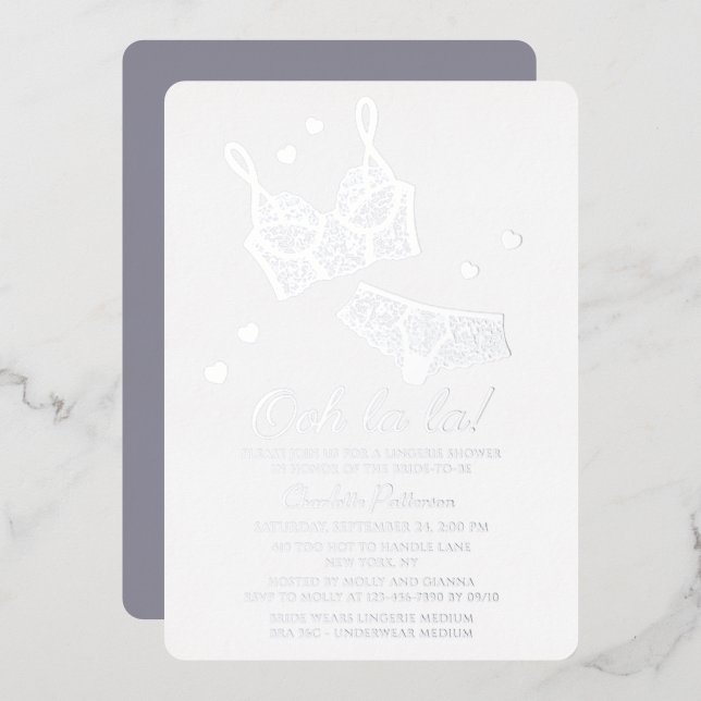 Lingerie Bridal Shower Panty Bachelorette Party Foil Invitation (Front/Back)