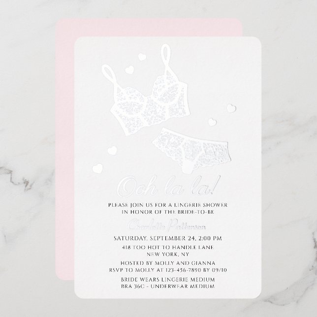 Lingerie Bridal Shower Panty Bachelorette Party Foil Invitation (Front/Back)