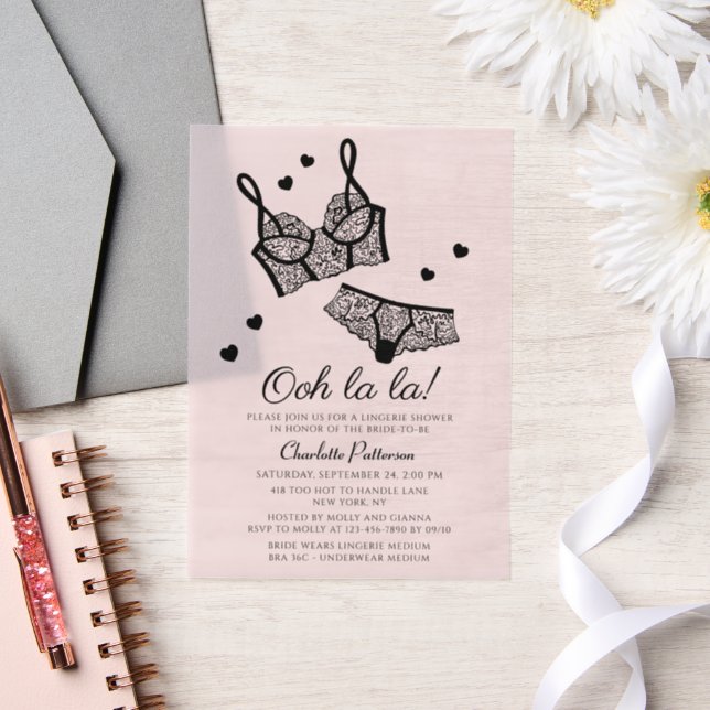 Lingerie Bridal Shower Panty Bachelorette Party Vellum Invitations (Wedding)