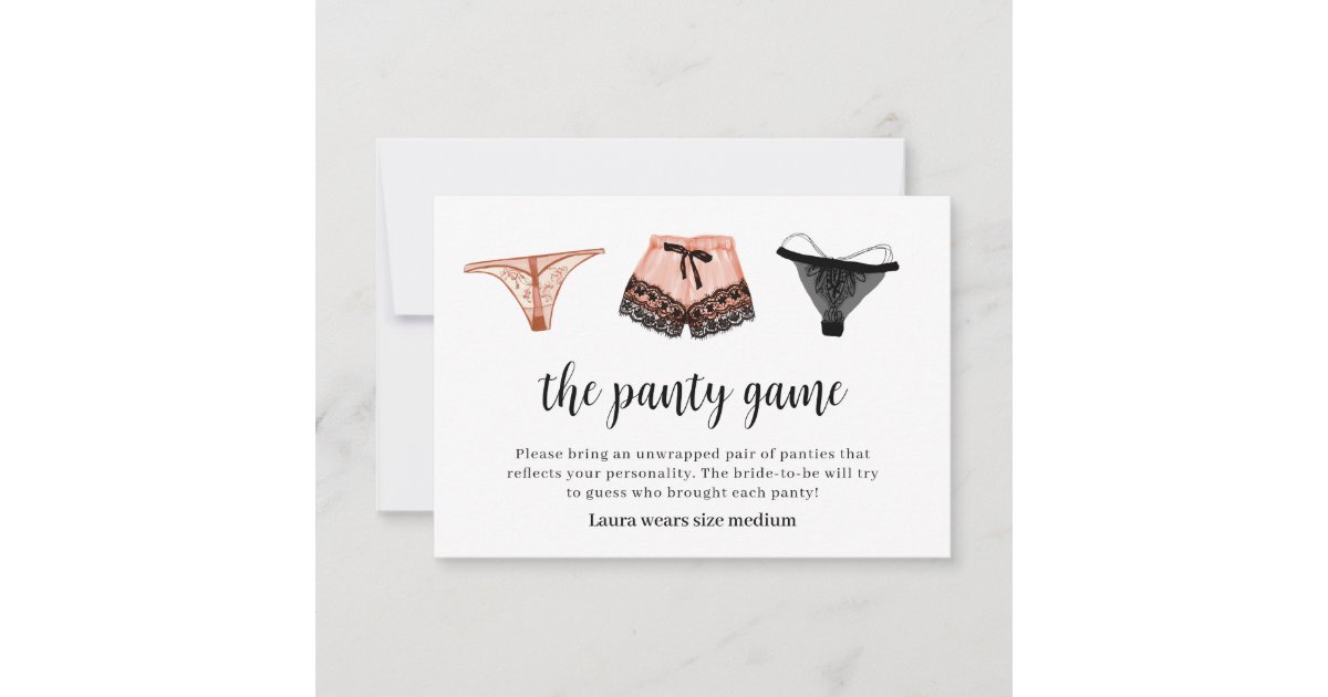 Lingerie Bridal Shower Panty Game Card Zazzle