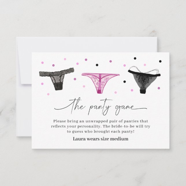 Lingerie Bridal Shower Panty Game Card (Front)