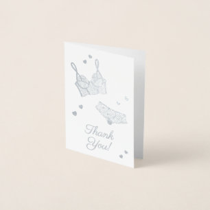 Lingerie Bridal Shower Panty Party Thank You Foil Card
