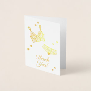 Lingerie Bridal Shower Panty Party Thank You Foil Card