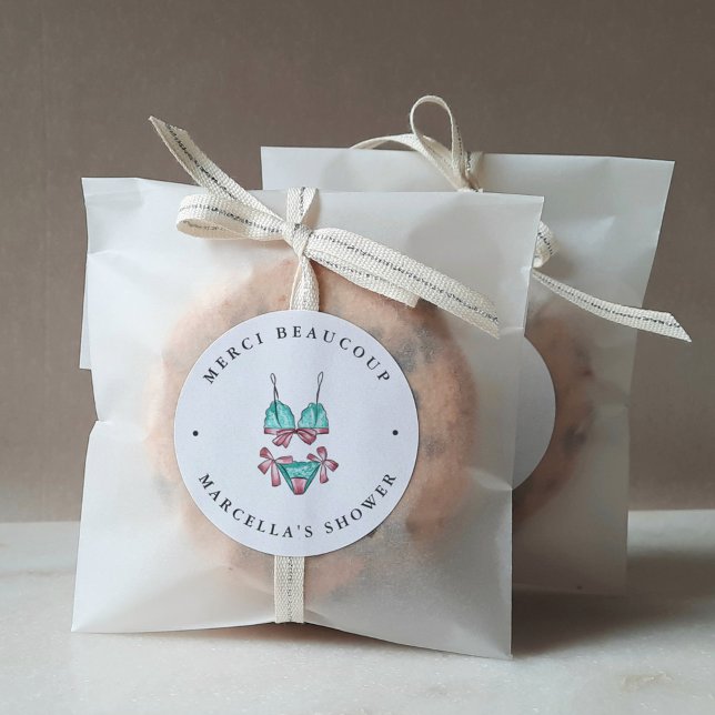 Lingerie Bridal Shower Thank You Favor Classic Round Sticker (Creator Uploaded)