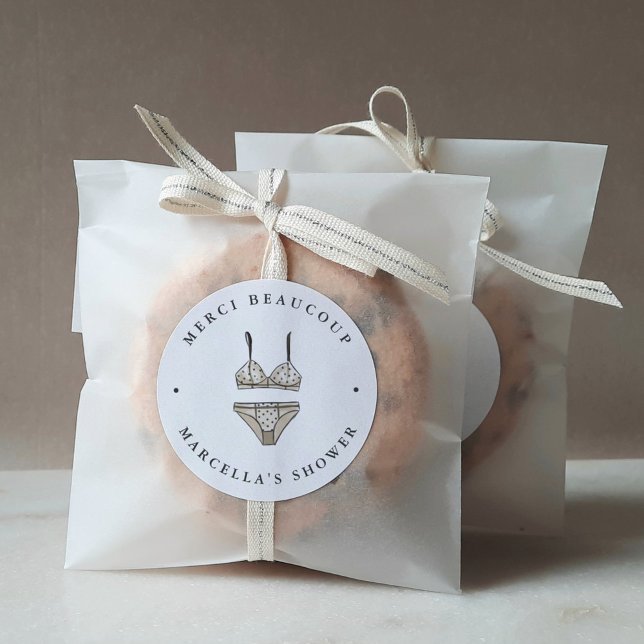 Lingerie Bridal Shower Thank You Favor Classic Round Sticker (Creator Uploaded)