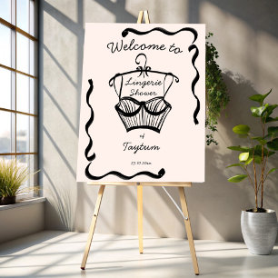 Lingerie bridal shower wavy border welcome sign