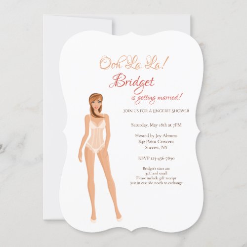 Lingerie Bridal Shower White Invitation