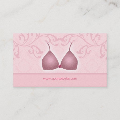 Customizable Lingerie Business Card Damask Bra Pink
