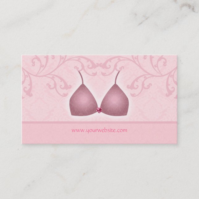 Lingerie Business Card Damask Bra Pink (Front)