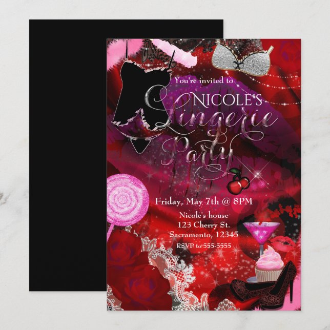 Lingerie & Candy Party Girls Invitation Flyer (Front/Back)