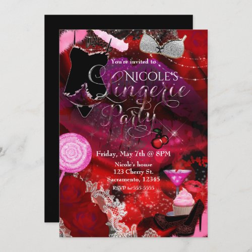Lingerie  Candy Party Girls Invitation Flyer