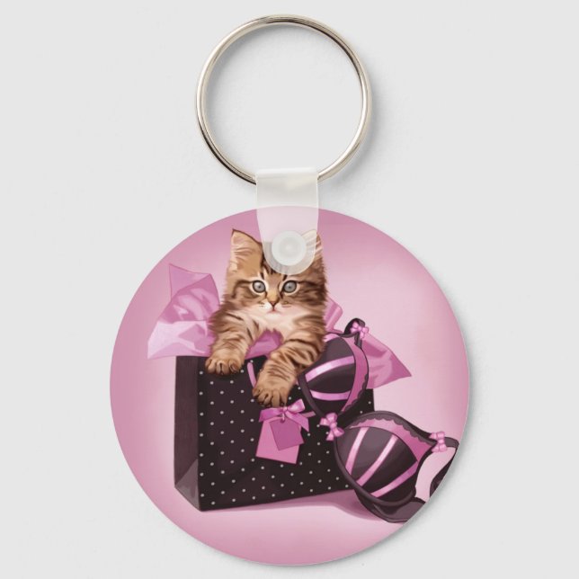Lingerie Kitten Keychain (Front)
