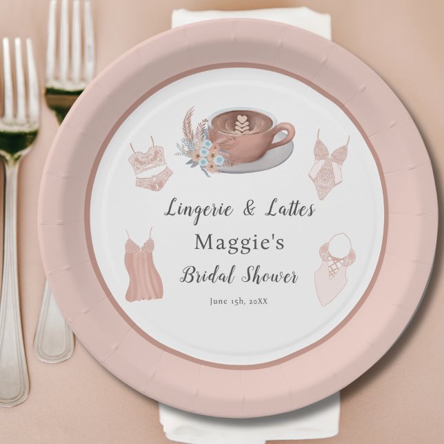Lingerie & Lattes Bridal Shower Paper Plates (Creator Uploaded)