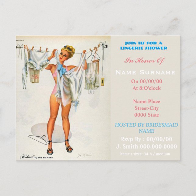 lingerie,lingerie showe,lingerie shower invitation (Front)