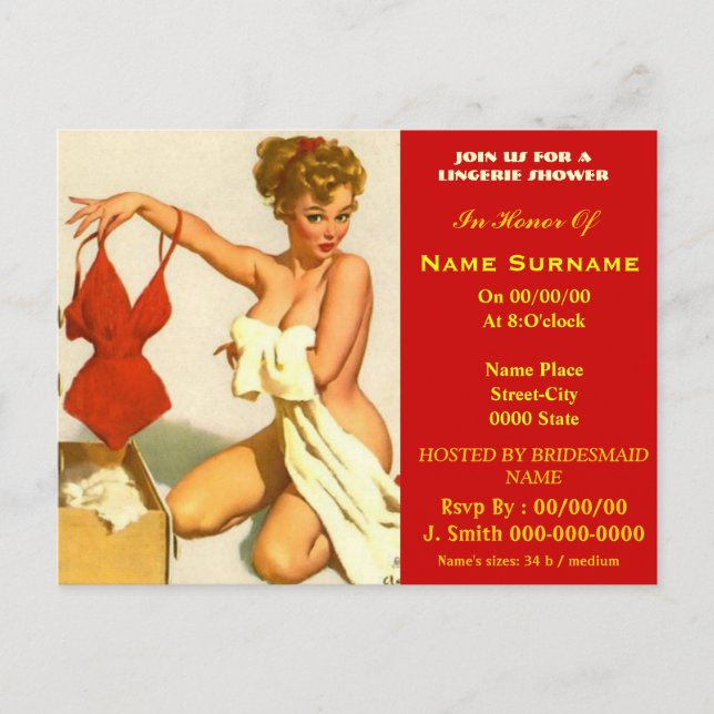 lingerie,lingerie showe,lingerie shower invitation postcard (Front)