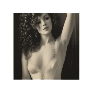 B&W Steaming Hot Beautiful Babe Lingerie Model Photo Print