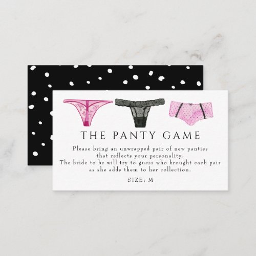 Lingerie Panties Game Bridal Shower Enclosure Card