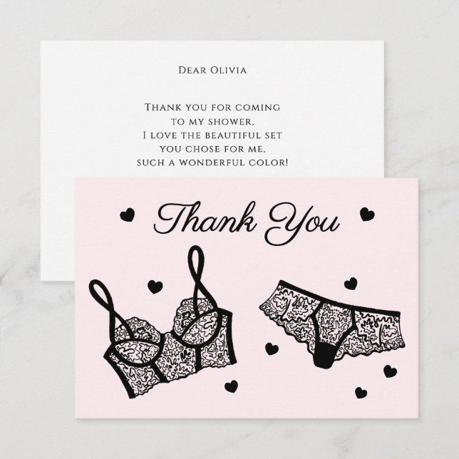 Lingerie Party Bridal Shower Photo Thank You Card (Front/Back)