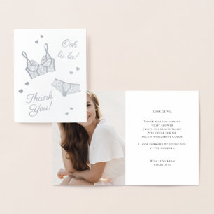 Lingerie Party Bridal Shower Photo Thank You Foil Card