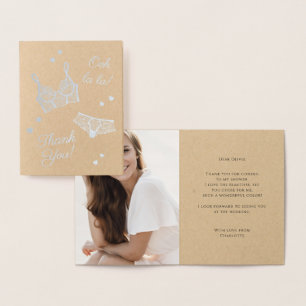 Lingerie Party Bridal Shower Photo Thank You Foil Card