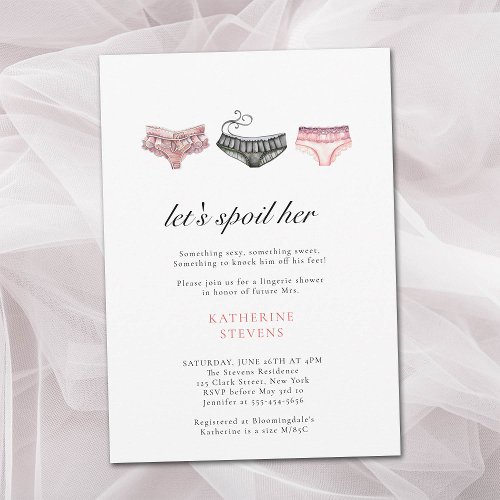 Lingerie Party Lets Spoil Her Pink Bridal Shower Invitation