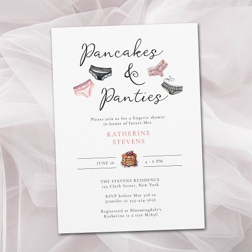 Lingerie Party Pancakes Panties Bridal Shower Invitation